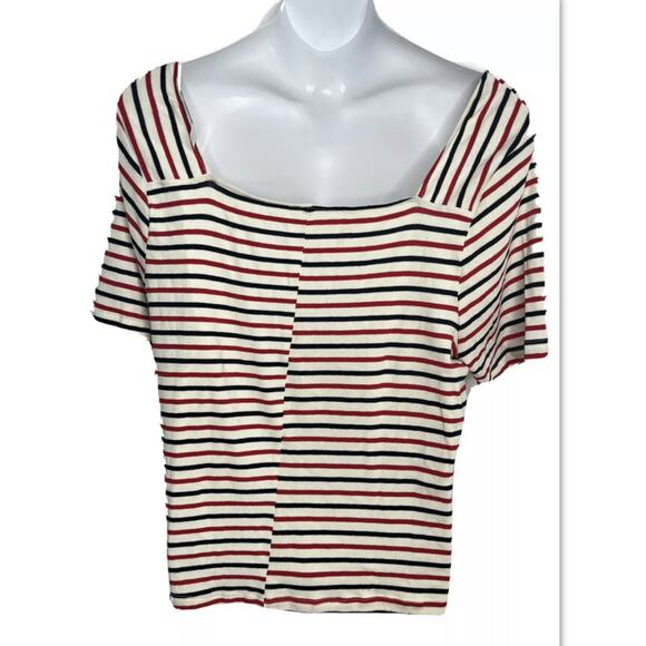 Lane Bryant Women's Plus Size 22/24‎ Square Neck Short Sleeve Striped Shirt NWT - Picture 11 of 12
